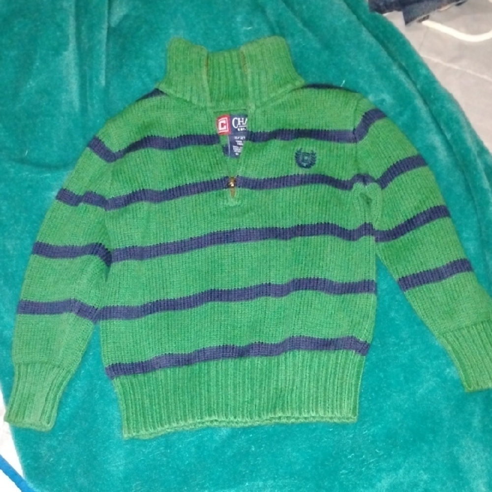 Chaps Kids Green and Navy Striped Sweater